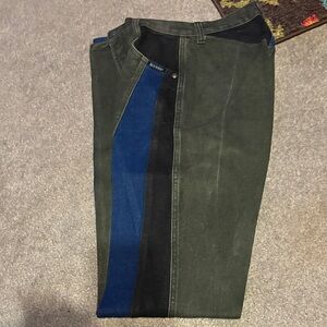 Stylish Women's Cargo Jeans in Green and Blue